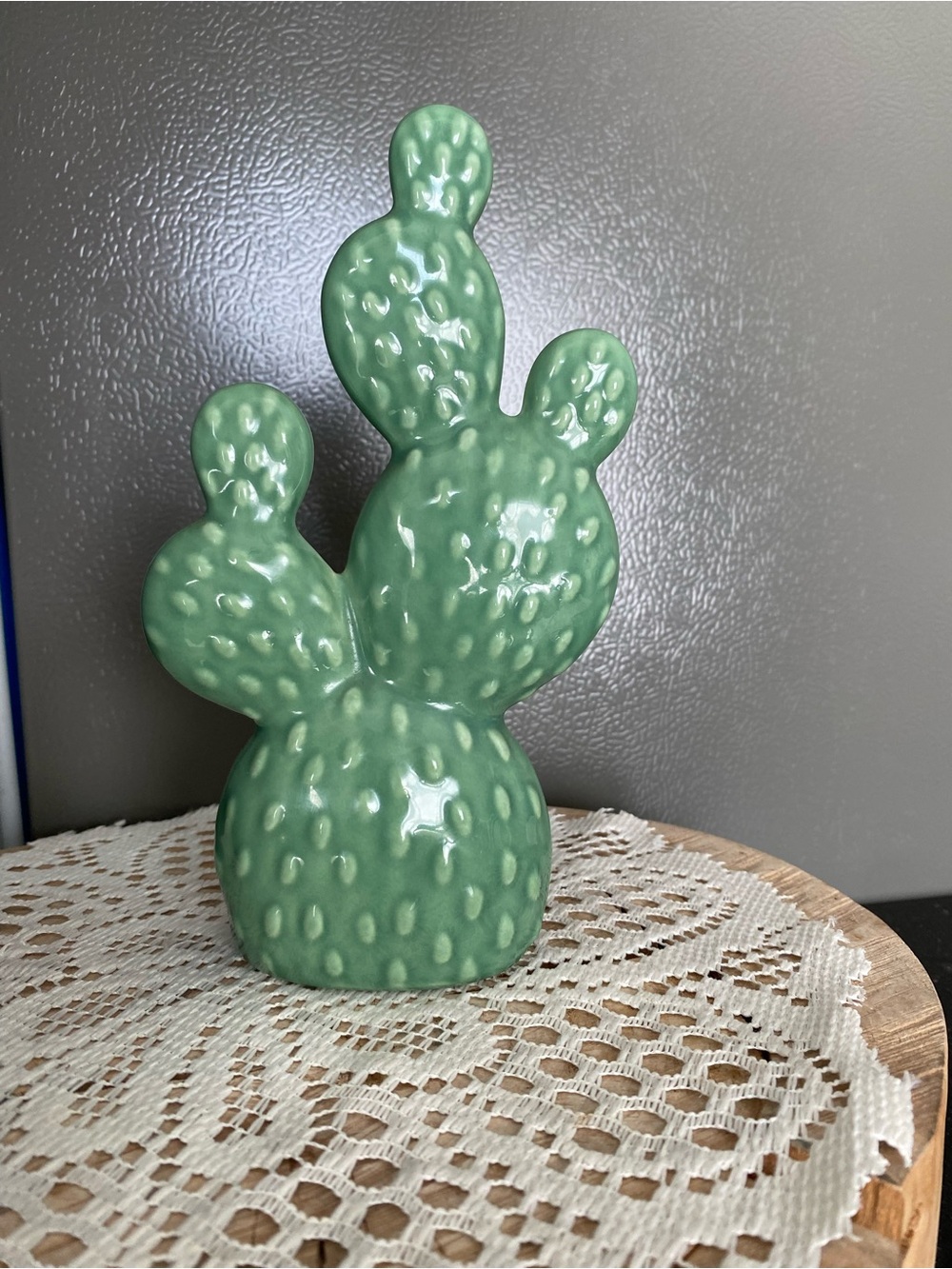 Green Ceramic Cactus Accent Sculpture | Decorative Home Accents